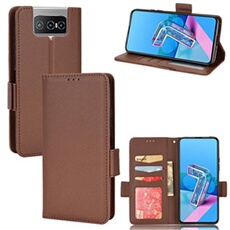 Coque pour Asus ROG Phone 8 Flip étui à rabat magnétique en TPU souple antichoc avec porte-cartes, compatible avec Asus ROG Phone 8 Flip-Marron
