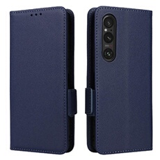 Coque pour Sony Xperia 1 VI étui à rabat magnétique en TPU souple antichoc avec porte-cartes, compatible avec Sony Xperia 1 VI-Bleu