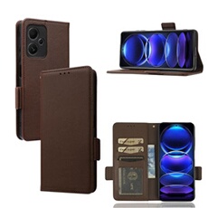 Coque pour Xiaomi Redmi Note 12 5G étui à rabat magnétique en TPU souple antichoc avec porte-cartes, compatible avec Xiaomi Redmi Note 12 5G-Marron