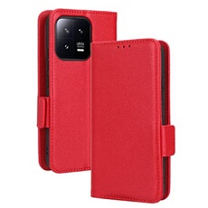 Coque pour Xiaomi 13 Pro étui à rabat magnétique en TPU souple antichoc avec porte-cartes, compatible avec Xiaomi 13 Pro-Rouge