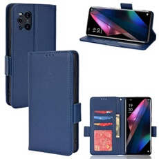Coque pour OPPO Find X3/X3 Pro étui à rabat magnétique en TPU souple antichoc avec porte-cartes, compatible avec OPPO Find X3/X3 Pro-Bleu