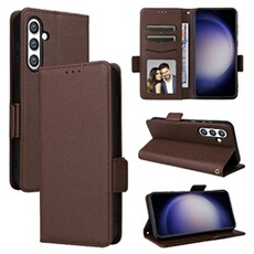 Coque pour Samsung Galaxy S23 FE étui à rabat magnétique en TPU souple antichoc avec porte-cartes, compatible avec Samsung Galaxy S23 FE-Marron