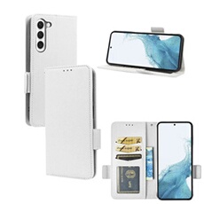Coque pour Samsung Galaxy S23 étui à rabat magnétique en TPU souple antichoc avec porte-cartes, compatible avec Samsung Galaxy S23-Blanc