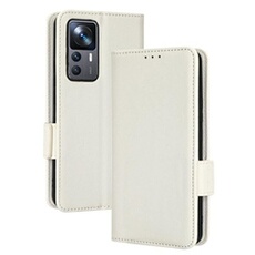 Coque pour Xiaomi 12T/12T Pro étui à rabat magnétique en TPU souple antichoc avec porte-cartes, compatible avec Xiaomi 12T/12T Pro-Blanc
