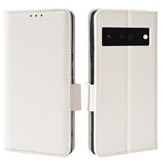 Coque pour Google Pixel 6 Pro étui à rabat magnétique en TPU souple antichoc avec porte-cartes, compatible avec Google Pixel 6 Pro-Blanc