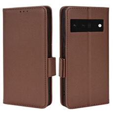 Coque pour Google Pixel 6 Pro étui à rabat magnétique en TPU souple antichoc avec porte-cartes, compatible avec Google Pixel 6 Pro-Marron