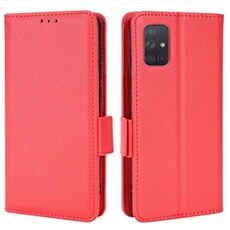 Coque pour Samsung Galaxy A71 4G étui à rabat magnétique en TPU souple antichoc avec porte-cartes, compatible avec Samsung Galaxy A71 4G-Rouge