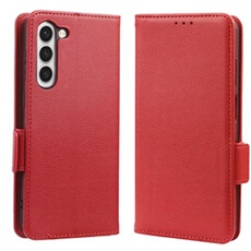 Coque pour Samsung Galaxy S23 étui à rabat magnétique en TPU souple antichoc avec porte-cartes, compatible avec Samsung Galaxy S23-Rouge