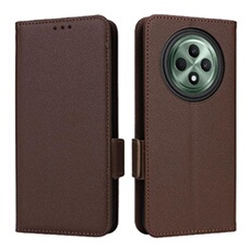 Coque pour OPPO Reno12 F 5G étui à rabat magnétique en TPU souple antichoc avec porte-cartes, compatible avec OPPO Reno12 F 5G-Marron