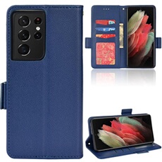 Coque pour Samsung Galaxy S21 Ultra étui à rabat magnétique en TPU souple antichoc avec porte-cartes, compatible avec Samsung Galaxy S21 Ultra-Bleu
