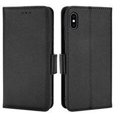 Coque pour iPhone X/XS étui à rabat magnétique en TPU souple antichoc avec porte-cartes, compatible avec iPhone X/XS-Noir