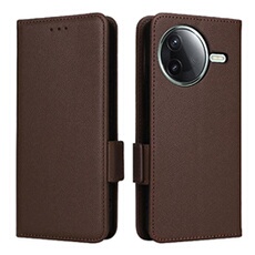 Coque pour Xiaomi Poco F7 Pro 5G étui à rabat magnétique en TPU souple antichoc avec porte-cartes, compatible avec Xiaomi Poco F7 Pro 5G-Marron
