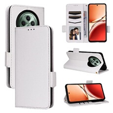 Coque pour OPPO Reno12 F 5G étui à rabat magnétique en TPU souple antichoc avec porte-cartes, compatible avec OPPO Reno12 F 5G-Blanc