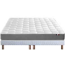 Ensemble Matelas Mousse Accueil Memoire De Forme Mam Azur + Sommier 2x80x200 Sommier Blanc