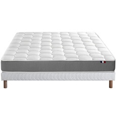 Ensemble Matelas accueil mémoire de forme MAM AZUR + Sommier - Dimensions - 140 x 190 cm, Sommier - Blanc