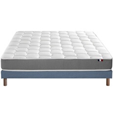 Ensemble Matelas Mousse Accueil Memoire De Forme Mam Azur + Sommier 140x190 Bleu Denim