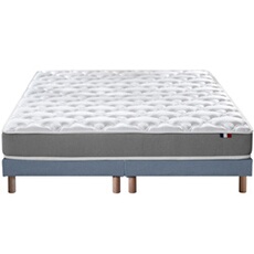 Ensemble Matelas Mousse Ferme Reversible Alto + Sommier 2x80x200 Sommier Bleu Denim