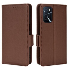 Coque pour OPPO A16/A16S étui à rabat magnétique en TPU souple antichoc avec porte-cartes, compatible avec OPPO A16/A16S-Marron
