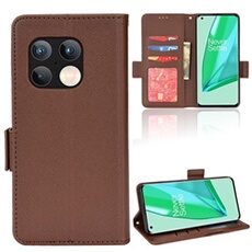 Coque pour OnePlus 10 Pro étui à rabat magnétique en TPU souple antichoc avec porte-cartes, compatible avec OnePlus 10 Pro-Marron