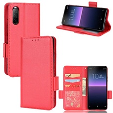 Coque pour Sony Xperia 10 II étui à rabat magnétique en TPU souple antichoc avec porte-cartes, compatible avec Sony Xperia 10 II-Rouge