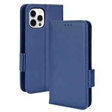 Coque pour iPhone 12 Pro Max étui à rabat magnétique en TPU souple antichoc avec porte-cartes, compatible avec iPhone 12 Pro Max-Bleu