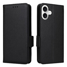 Coque pour iPhone 16 Plus étui à rabat magnétique en TPU souple antichoc avec porte-cartes, compatible avec iPhone 16 Plus-Noir