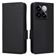 Coque pour Xiaomi 14T étui à rabat magnétique en TPU souple antichoc avec porte-cartes, compatible avec Xiaomi 14T-Noir