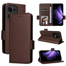 Coque pour OPPO Reno 13 5G étui à rabat magnétique en TPU souple antichoc avec porte-cartes, compatible avec OPPO Reno 13 5G-Marron