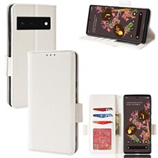 Coque pour Google Pixel 6 étui à rabat magnétique en TPU souple antichoc avec porte-cartes, compatible avec Google Pixel 6-Blanc