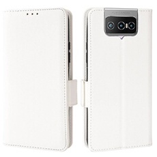 Coque pour Asus ROG Phone 8 Flip étui à rabat magnétique en TPU souple antichoc avec porte-cartes, compatible avec Asus ROG Phone 8 Flip-Blanc