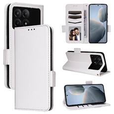 Coque pour Xiaomi POCO X6 Pro étui à rabat magnétique en TPU souple antichoc avec porte-cartes, compatible avec Xiaomi POCO X6 Pro-Blanc