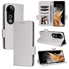 Coque pour VIVO V40 5G étui à rabat magnétique en TPU souple antichoc avec porte-cartes, compatible avec VIVO V40 5G-Blanc