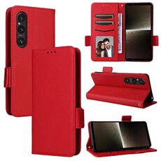 Coque pour Sony Xperia 1 VI étui à rabat magnétique en TPU souple antichoc avec porte-cartes, compatible avec Sony Xperia 1 VI-Rouge