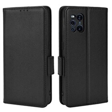 Coque pour OPPO Find X3/X3 Pro étui à rabat magnétique en TPU souple antichoc avec porte-cartes, compatible avec OPPO Find X3/X3 Pro-Noir