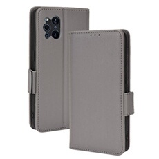 Coque pour OPPO Find X3/X3 Pro étui à rabat magnétique en TPU souple antichoc avec porte-cartes, compatible avec OPPO Find X3/X3 Pro-Gris