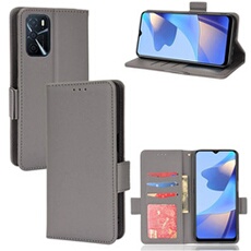 Coque pour OPPO A16/A16S étui à rabat magnétique en TPU souple antichoc avec porte-cartes, compatible avec OPPO A16/A16S-Gris