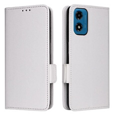 Coque pour Motorola Moto E14 étui à rabat magnétique en TPU souple antichoc avec porte-cartes, compatible avec Motorola Moto E14-Blanc