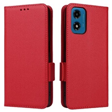 Coque pour Motorola Moto E14 étui à rabat magnétique en TPU souple antichoc avec porte-cartes, compatible avec Motorola Moto E14-Rouge