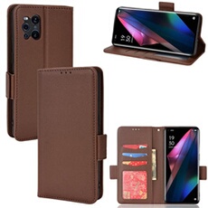 Coque pour OPPO Find X3/X3 Pro étui à rabat magnétique en TPU souple antichoc avec porte-cartes, compatible avec OPPO Find X3/X3 Pro-Marron