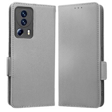 Coque pour Xiaomi 13 Lite étui à rabat magnétique en TPU souple antichoc avec porte-cartes, compatible avec Xiaomi 13 Lite-Gris