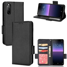 Coque pour Sony Xperia 10 II étui à rabat magnétique en TPU souple antichoc avec porte-cartes, compatible avec Sony Xperia 10 II-Noir