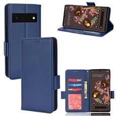 Coque pour Google Pixel 6 étui à rabat magnétique en TPU souple antichoc avec porte-cartes, compatible avec Google Pixel 6-Bleu