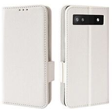 Coque pour Google Pixel 6A étui à rabat magnétique en TPU souple antichoc avec porte-cartes, compatible avec Google Pixel 6A-Blanc