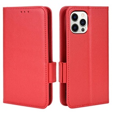 Coque pour iPhone 12 Pro Max étui à rabat magnétique en TPU souple antichoc avec porte-cartes, compatible avec iPhone 12 Pro Max-Rouge