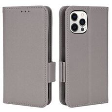 Coque pour iPhone 12 Pro Max étui à rabat magnétique en TPU souple antichoc avec porte-cartes, compatible avec iPhone 12 Pro Max-Gris