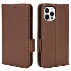 Coque pour iPhone 12 Pro Max étui à rabat magnétique en TPU souple antichoc avec porte-cartes, compatible avec iPhone 12 Pro Max-Marron