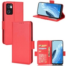 Coque pour OPPO Find X5 Lite étui à rabat magnétique en TPU souple antichoc avec porte-cartes, compatible avec OPPO Find X5 Lite-Rouge
