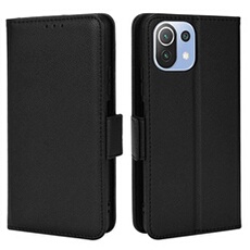 Coque pour Xiaomi Mi 11 Lite 5G/4G étui à rabat magnétique en TPU souple antichoc avec porte-cartes, compatible avec Xiaomi Mi 11 Lite 5G/4G-Noir