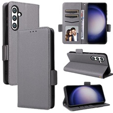 Coque pour Samsung Galaxy S23 FE étui à rabat magnétique en TPU souple antichoc avec porte-cartes, compatible avec Samsung Galaxy S23 FE-Gris