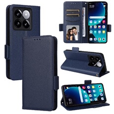 Coque pour Xiaomi 14T étui à rabat magnétique en TPU souple antichoc avec porte-cartes, compatible avec Xiaomi 14T-Bleu